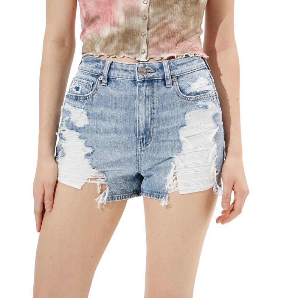 American Eagle 6 Mom Denim Women’s Jeans Shorts Distressed Exposed Pockets